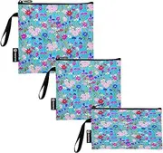 RPLIFE Colorful Flowers Reusable Sandwich Snack Bags Washable Food Storage Pouch with Zipper for Kids Students Adults (Set of 3: S/M/L)
