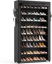 [LANTEFUL] Shoe Rack with Covers - 10 Tiers Tall Shoe Rack Organizer Large Capacity Shoe Shelf Storage 40 Pairs Space Saving Vertical Shoe Storage Organizer for Closet, Entryway, Dorm, Bedroom