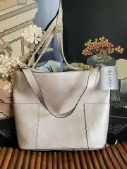 Del Mano-Large Handbag/Tote in Taupe - strap plus removable shoulder strap, NWT!