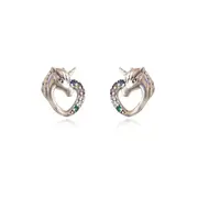 Culturesse Sterling Silver Austrian Cubic Zirconia Unicorn Stud Earrings Silver