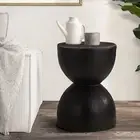 Oikiture Side Table Coffee Bedside End Stool Stand Concrete Outdoor Indoor Black