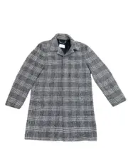 Sandro Paris Checkered Grey Wool Mac Coat Gray