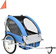 Kids Bike Trailer Bikes and Trailers, Sporting Bicycle Trailers, Outdoor Child Carrier, 2-in-1 Kids' Bicycle Trailer & Stroller Dark Blue and Grey,Converts to Stroller