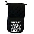 Mechanic Caution Flying Tool Offensive Language - Glove Mitts Double Oven Gloves