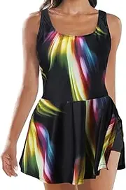 [Generic] Back Top Women Plus Size Swimsuits Two Piece Bathing Tops with Swim Shorts Athletic Swimwear Galaxy Shorts for Boys