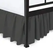 Ruffled Bed Skirt with Split Corners King Dark Gray 18inch Drop 100%Cotton 600TC