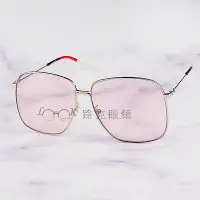 在飛比找Yahoo!奇摩拍賣優惠-Gucci  太陽眼鏡 金屬 大框 粉 GG0394S 00