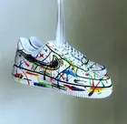 Nike Custom Air Force 1 "Rainbow Splatter" White Shoes Black Pride Mens Womens