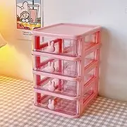 Portable Storage Transparent Plastic Storage Cabinet with Drawer Open Shelf and Handles Ideal for Office Home Bathroom or School nization Desktop Stationery and File nizer 17x13.5x20.5 cm