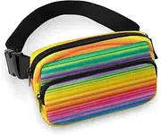 [YTLKGFP] Waist Pack Rainbow Colored Striped Printed Butt Pack Fanny Pack Hip Bum Bag for Workout Traveling Casual Running Hiking Cycling, Rainbow Colored Striped, 7.9 X 5.1 in