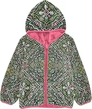 [GuoChe] Girls Sherpa Lined Hoodie Merry Christmas Ethnic Green Toddler Boy Jacket Peach Baby Boy Zipper Hoodie 3-10T