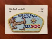 Boy Scout Patch CSP, Cape Cod & Islands 224, BSA2010, Gold Mylar Bdr, S-25, New