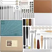 Leather Sewing Tools 44 pcs Leather Craft Tools Kit for Hand Sewing Stitching, Stamping Set and Saddle Making