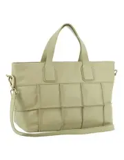 [PIERRE CARDIN] Leather Stitch-design Handbag in Sand