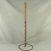 16" Long Bottom Hand Carved Mahoe Wood Magic Wand Wizard Witch w/ Velvet Bag