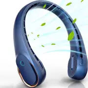 Nevenka 3600mAh Bladeless Hanging Neck Fan USB Rechargeable with 3 Speeds-Blue