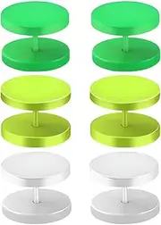 [Decentraland] 1 Set 1.2 mm(16 G) Stainless Steel Flat Nap Screw Stud Fake Ear Plugs Gauges Hide Faux Tragus Flat Back Hypoallergenic Sleep Cartilage Earrings Body Piercing Jewelry Women Men Green/Yellow/White 3 mm