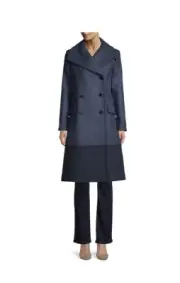 Ted Baker Long Pea Coat With Oversized Collar Size 0