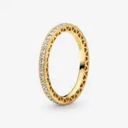 Authentic Pandora 14k Gold Plated Sparkles & Hearts Ring size 5 (50)