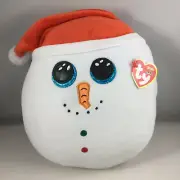 Ty Squish-a-Boos FLURRY the Snowman Cushion Pillow Plush (Small Size 10") MWMTs