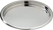 Elegance Stainless Steel Hammered Rim Bar Tray, 14" Diameter, Silver