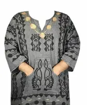 Men women Mud cloth Vintage dashiki Shirt African Blouse Organic Cotton One Size
