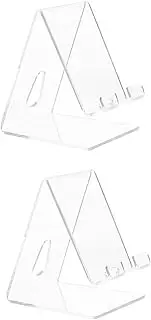 Uonlytech 2pcs Acrylic Phone Display Stand Transparent Cell Phone Holder for Retail Show Rack Sturdy Lightweight Mobile Support for Home Shops and Malls