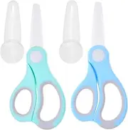 Ceramic Baby Food Scissors - Portable Shears - Healthy Food Cutter with Dust Cover and Storage Case - Cuts Meat, Chicken, Vegetables, Fruits (2-Pack)
