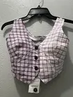Forever 21 Purple Plaid Halter Crop Top Size M NWT
