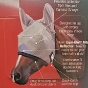 Pro-Force Equine Horse Fly Mask Adjustable UV WITH Ears Fine Mesh Fleece Padding