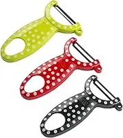 Kuhn Rikon 20665 Polka Dot Swiss Peeler, Set of 3, Red/Yellow/Black, 1.3x6.7x10.7 cm