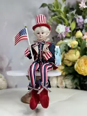 Cynthia Rowley 4th of July Patriotic American Elf Fairy Doll 16in Shelf Sitter