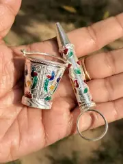 925 Silver Lord Krishna LADDU GOPAL Toys Bucket Water gun, Balti Pichkari 22.4 g