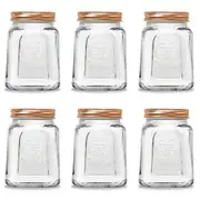 6x Glass Conserve Jar Rose Lid Screw Top Jam Lolly Storage Preserving Jars 475ml