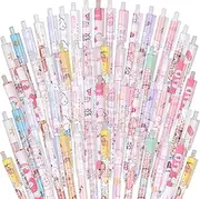 SAIWEILAI ONLINE 100 pcs Cute Pen Kawaii Gel Ink Pen 0.5 mm Black Ink Kawaii Pens Retractable Ballpoint Pen Cute School Pens for Home Office School Supplies