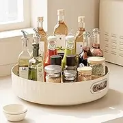 Niwugady 28 cm Turntable Organiser, 360° Rotating Kitchen Spice Rack, Cosmetic Display Cabinets for Dressing Table, Pantry Cupboard, Fridge Table Storage for Home, White