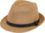 [NICEYST] Soft Cool Straw Fedora Hat Short Brim Classic Crushable Mesh Pork Pie Hat Summer Beach Panama Straw Derby Cap