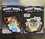 Pair Of VTG Looney Tunes TAZ Holographic Decals Chroma International 1993/1995