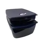 Tupperware Vent N Serve Shallow/Deep Container Blue Meal-Prep Freezer Microwave