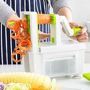 Kleva Sumo Vegetable Spiralizer | Zucchini Spiraliser with 4 Interchangeable Blades Creates Vegetable Pasta in Seconds + Bonus Precision Peeler