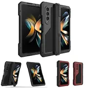 Phone Case For Samsung Galaxy Z Fold 5 Heavy Duty Kickstand Shockproof Armor Metal Silicone