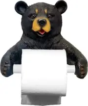 DWK 8-inch Hugo Holder Black Bear Toilet Paper Holder Rustic Woodland Forest ...