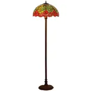 Large 16" Water Lily Style Stained Glass Tiffany Floor Lamp