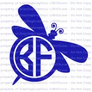 Custom Yeti Sized Dragonfly Monogram Vinyl Decal 2 Initials Sticker