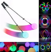 Led Poi Balls, Soft Glow Poi Balls, Rainbow Fade & High Strobe Spinning Swirling Light Rave Toy Poi Ball 2pcs
