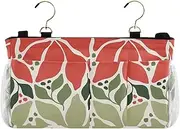 GuoChe Bedside Storage Bag Organizer Merry Christmas Green Red Leaves Bag With Organizer Pockets for Bed Rails