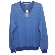 Jos.A.Bank Traveler Men's Pullover Sweater V-Neck Merino Wool Blue Size XXL
