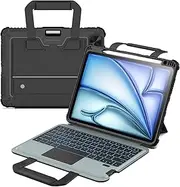 Jarttarn Keyboard Case for iPad Air 11 inch 2024 (M2, 6th Generation), iPad Air 5th & 4th Generation case with Keyboard and Handle, Magic Trackpad, 7 Backlight Colors (Black)