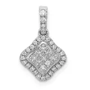 Solid 14k White Gold 1/4ct. Simulated CZ Cluster Pendant