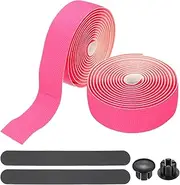 uxcell Bike Handlebar Tape, 2 Rolls 6.6 Feet Bike Grip Tape PU + EVA Foam Cycling Handle Wraps Comfortable Non-Slip Shock Bicycle Wrap with End Plugs for Road Bike, Pink